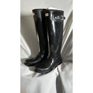 Hunter Original Tall Gloss Rain BOOTS 971 Black 8 US / 39 EU